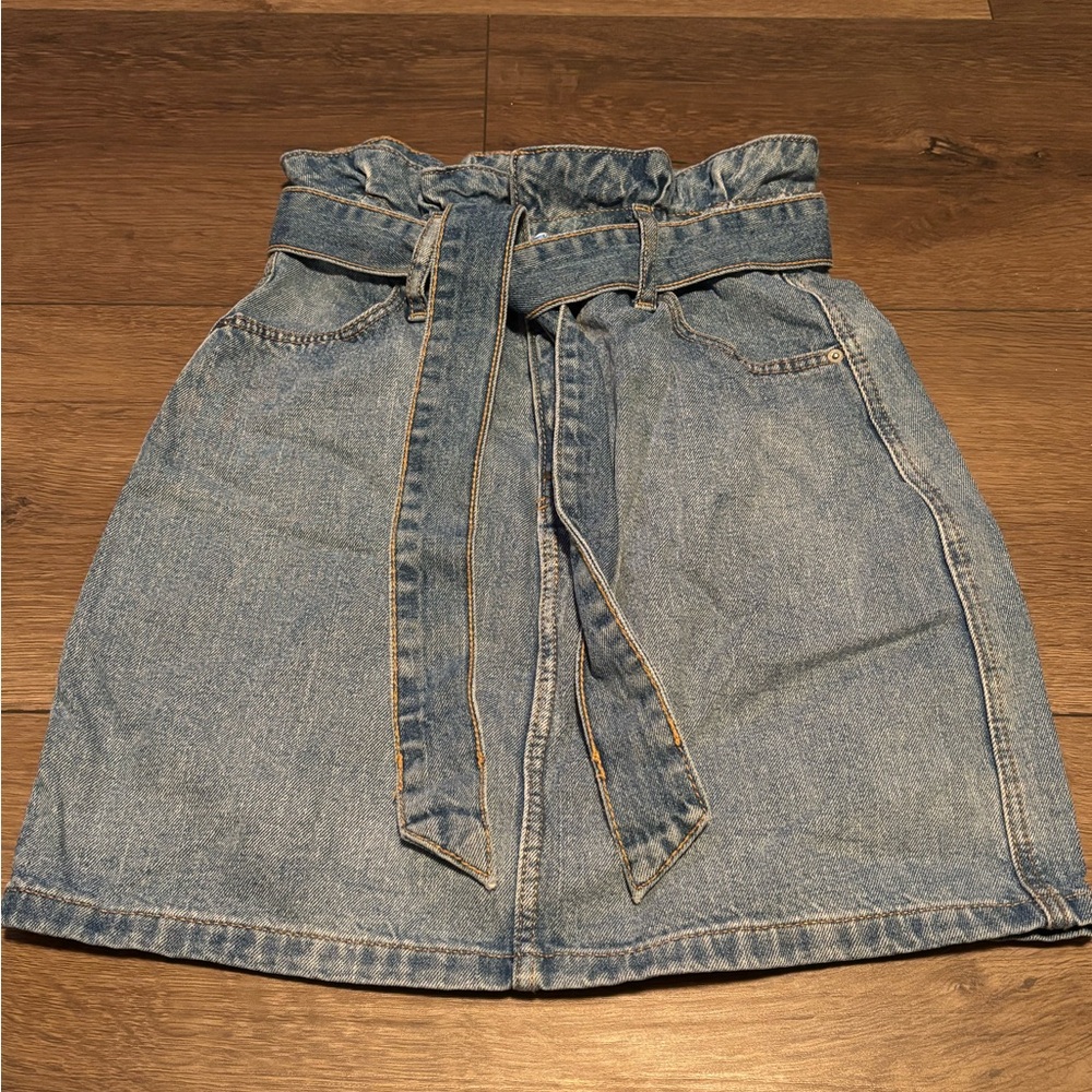 Denim Skirt with Belt